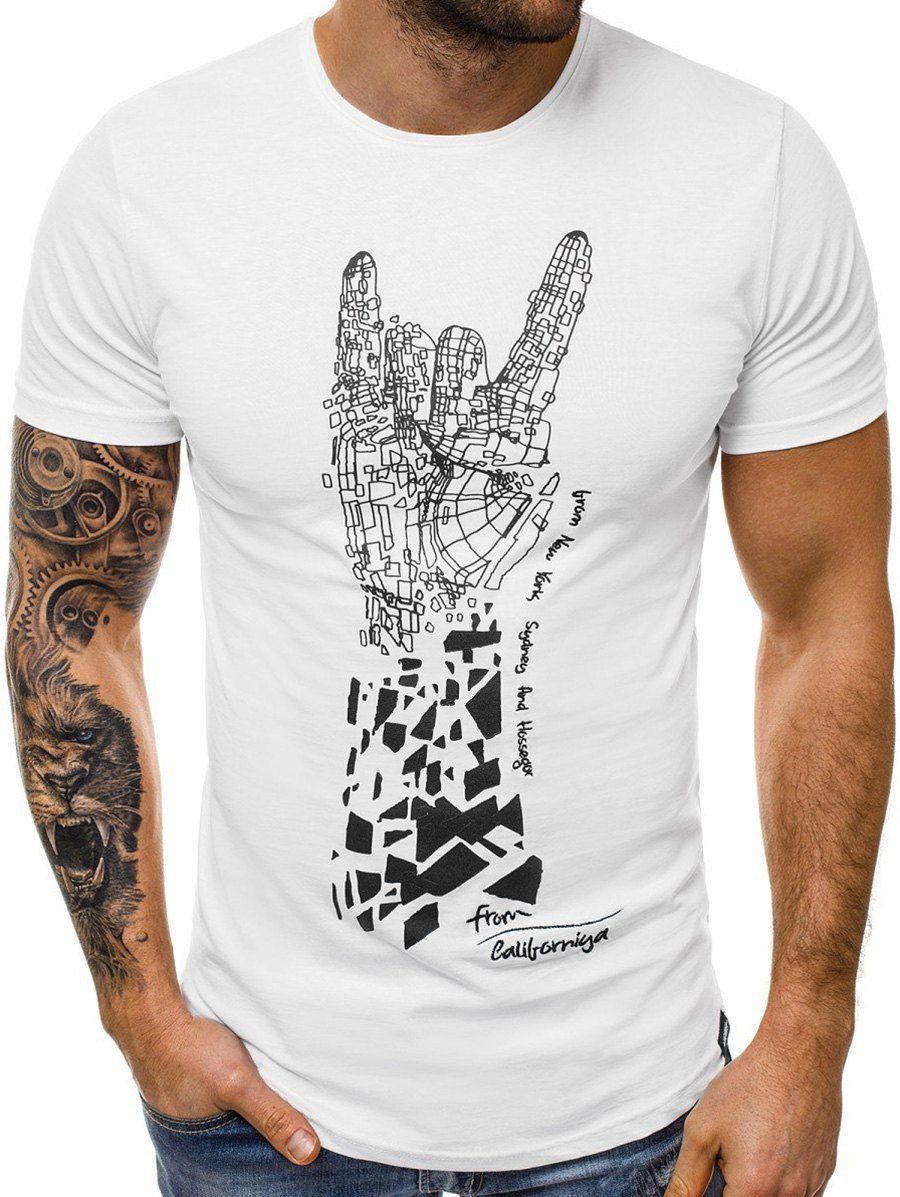 

Gesture Print Round Neck T-shirt, White