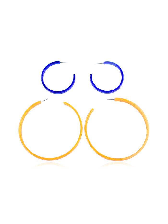 

2Pairs Circle Colored Hoop Earrings Set, Multi-a