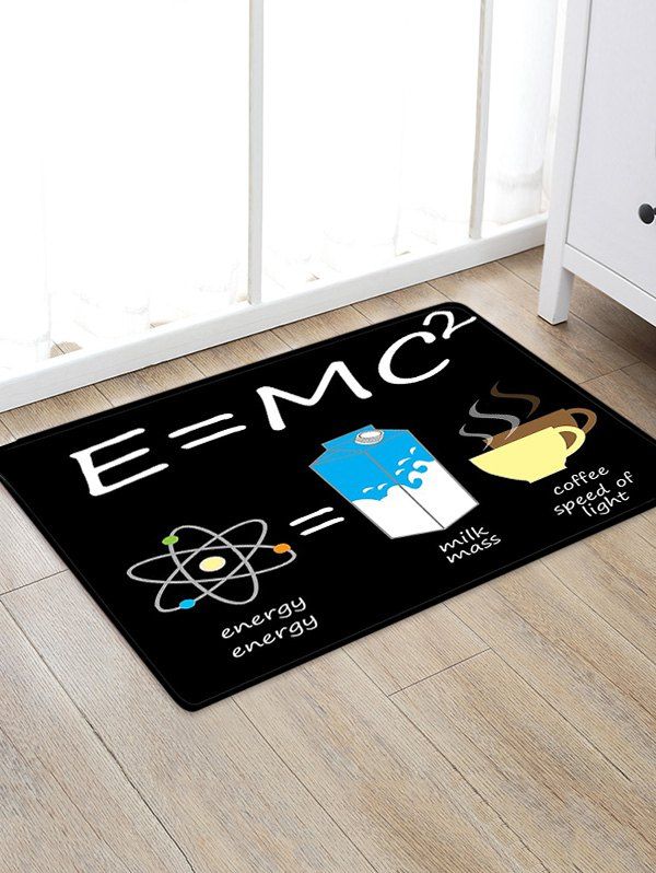 

Einstein Formula Cartoon Pattern Floor Mat, Black