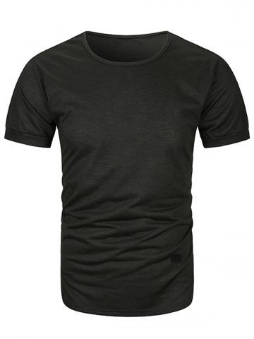 

Applique Curved Hem Short Sleeves T-shirt, Black