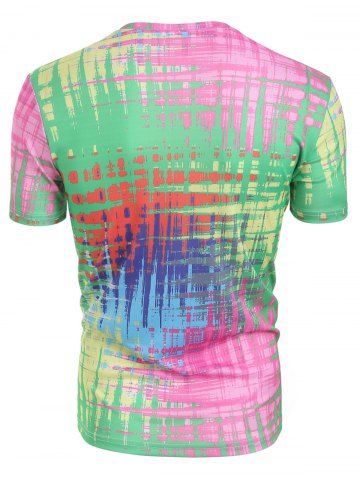 

Colorful Abstract Print Round Neck T-shirt, Multi