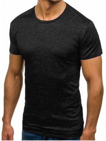 

Short Sleeves Solid Color Casual Tee, Black