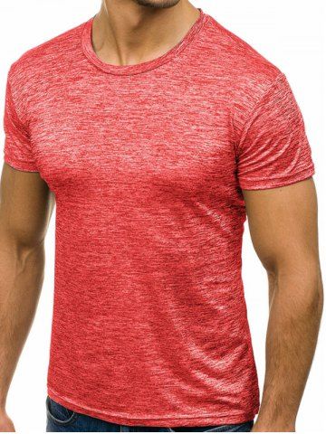 

Short Sleeves Solid Color Casual Tee, Red
