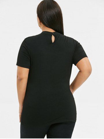 

Plus Size Sequin Trim Cut Out T-shirt, Black