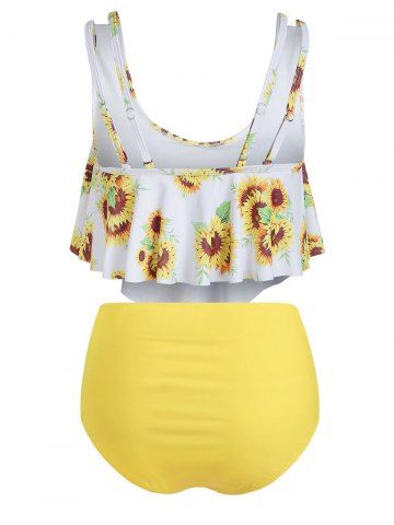 

Sunflower Striped Flounce Tankini Set, Yellow