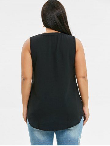 

One Button Plus Size Tunic Tank Top, Black