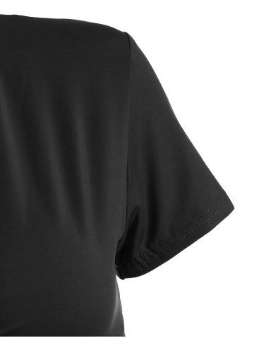 

Plunge Neck Twist Front Crop Top, Black