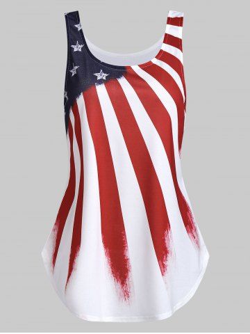 [52% OFF] Scoop Neck American Flag Print Patriotic Tank Top | Rosegal