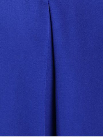 

Plus Size High Low V Neck Lace Panel T Shirt, Cobalt blue
