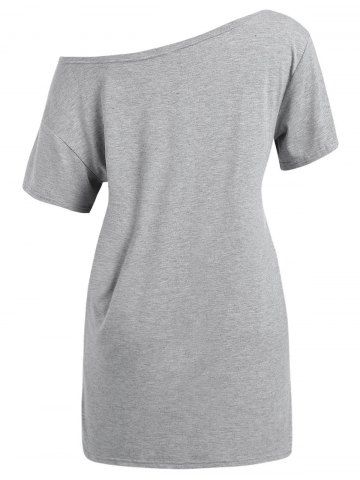 

Plus Size Ripped T-shirt With Tank Top, Gray