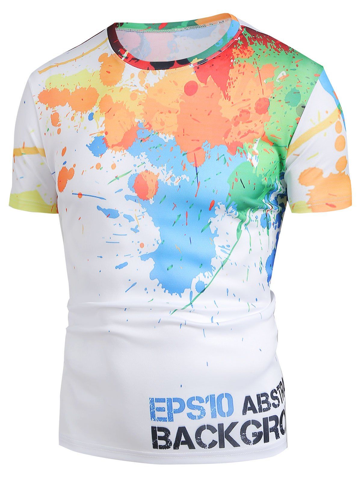 

Splatter Paint Letter Casual T Shirt, White