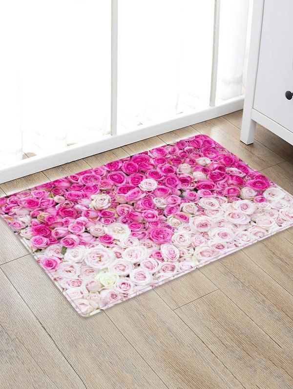 

3D Flowers Pattern Floor Mat, Multi-a