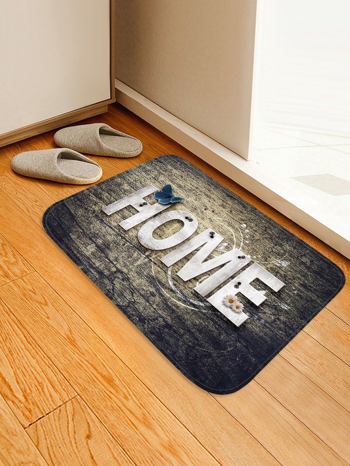 

HOME Butterfly Pattern Flannel Water Absorption Area Rug, Carbon gray