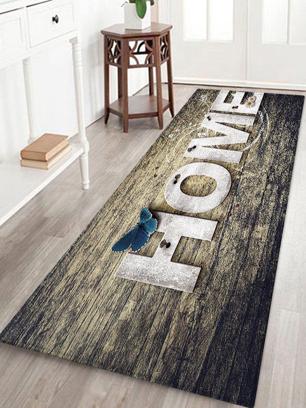 

HOME Butterfly Pattern Flannel Water Absorption Area Rug, Carbon gray