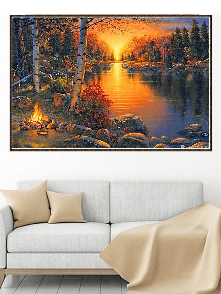 Ref:300 River Sunset Picture on Canvas/ Wall Art 4 Sizes Available