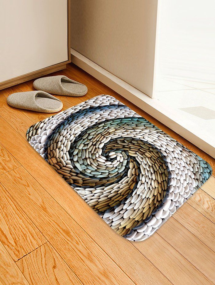 

Stone Vortex Pattern Flannel Water Absorption Area Rug, White