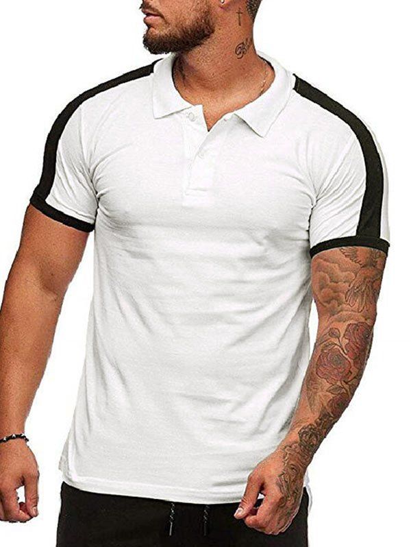 

Contrast Shoulder Shirt Collar T Shirt, White
