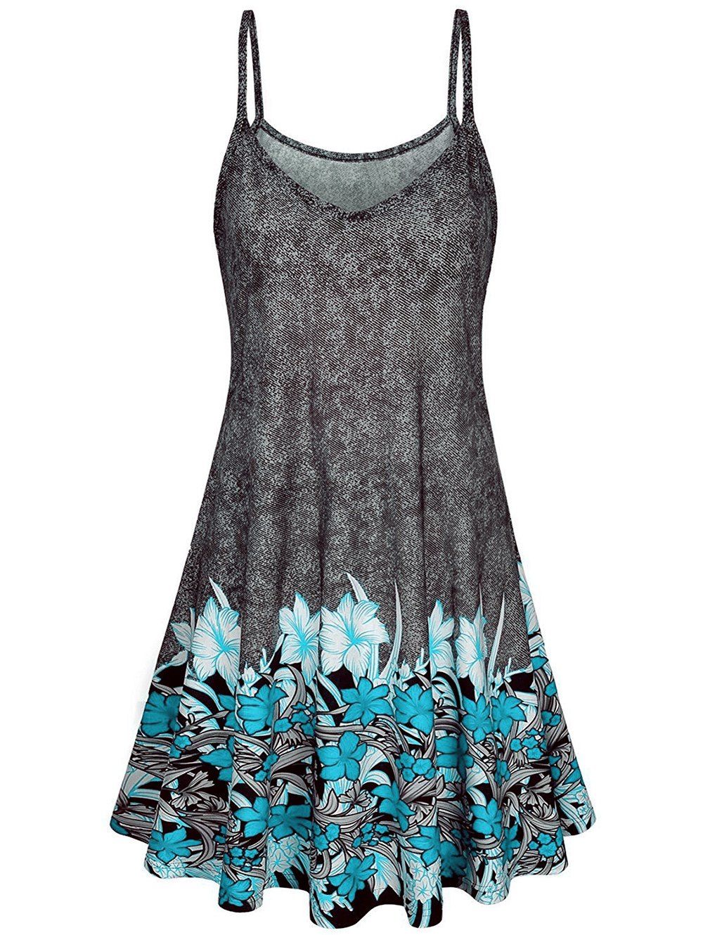 Floral Printed Mini A Line Dress, Celeste