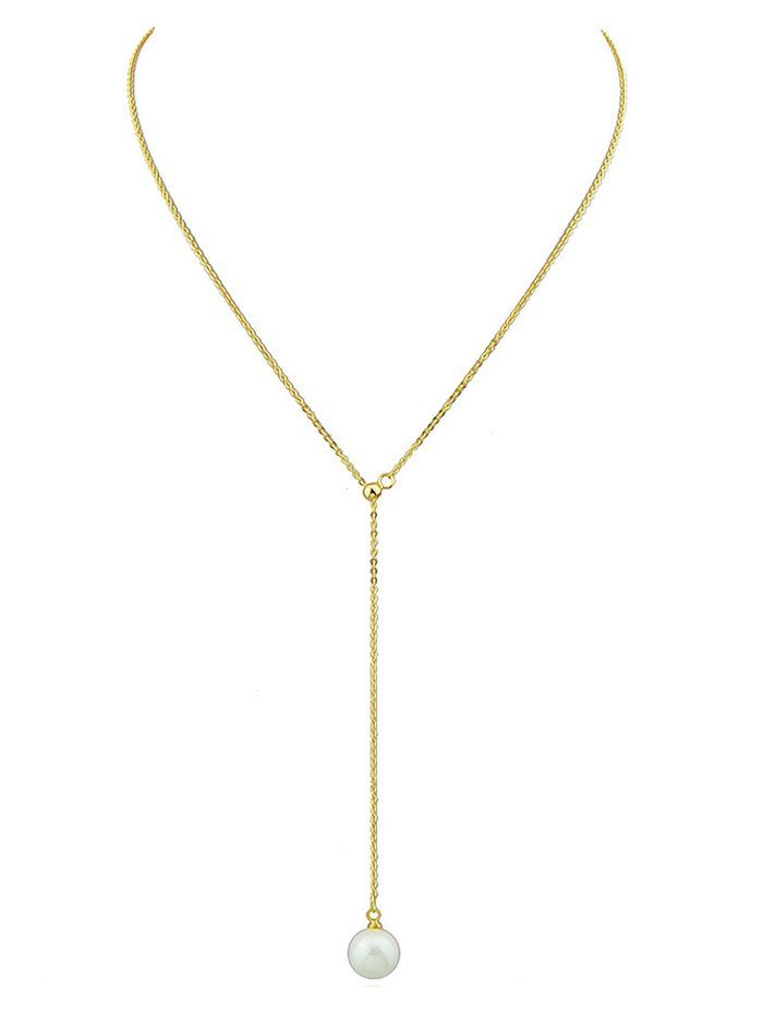 

Minimalist Faux Pearl Chain Necklace, Gold