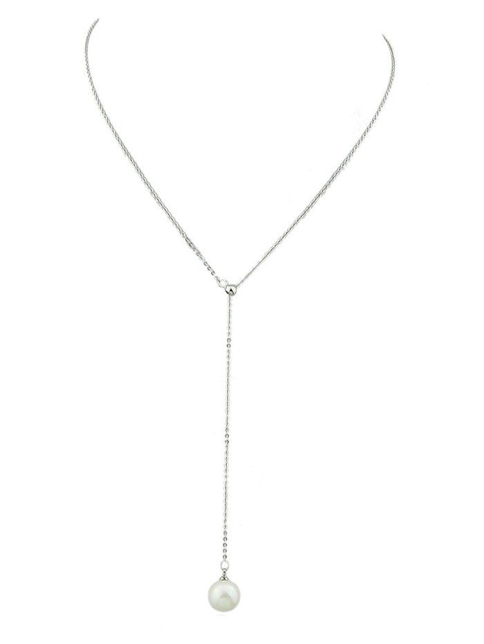 

Minimalist Faux Pearl Chain Necklace, Silver