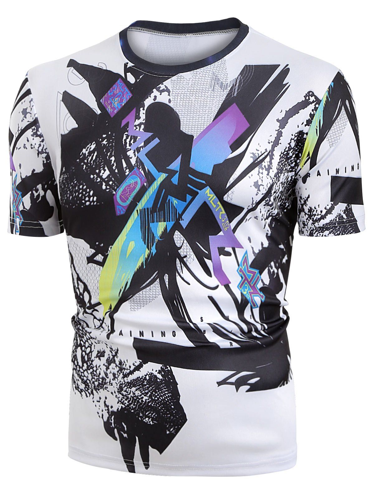 

Abstract Paint Graphic Short Sleeve T Shirts, White