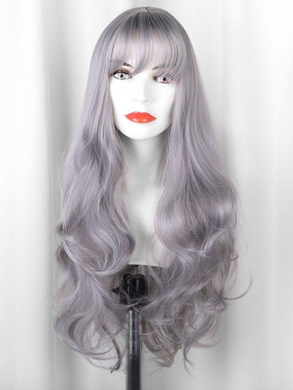 

Long Body Wave See-through Bang Synthetic Wig, Platinum