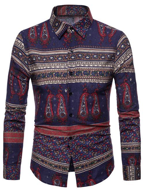 

Floral Paisley Print Casual Shirt, Cadetblue