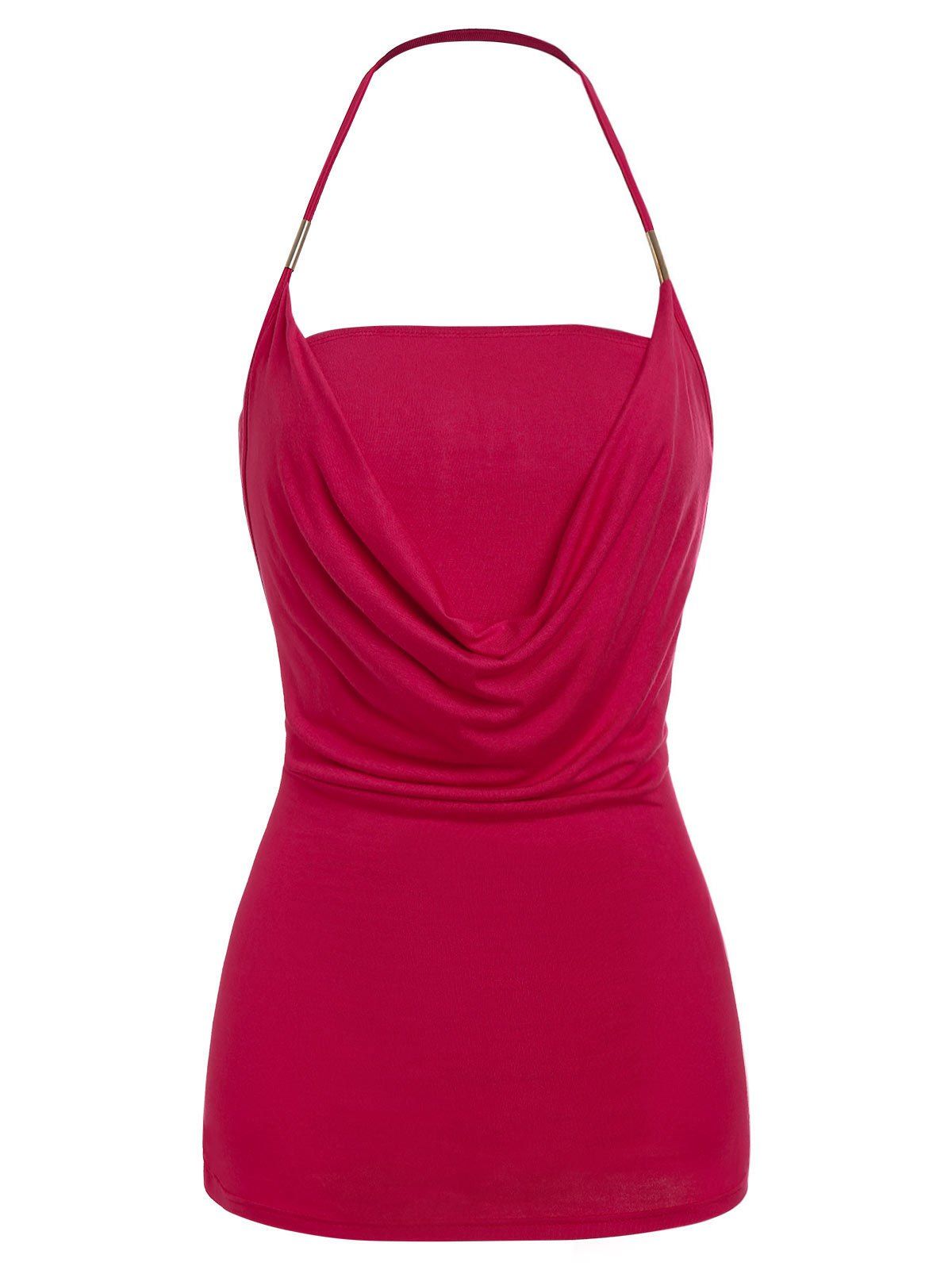 

Ruched Solid Tank Top, Lava red