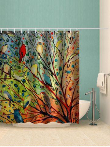 

Birds On The Tree Print Waterproof Bathroom Shower Curtain, Multi