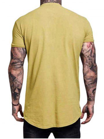 

Solid Color Button Decoration T-shirt, Yellow