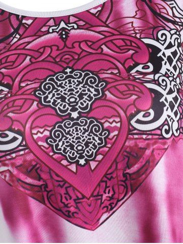 

Printed Asymmetric Longline Tank Top, Rose red