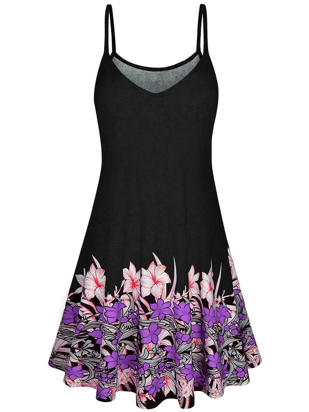 

Floral Printed Mini A Line Dress, Dark orchid