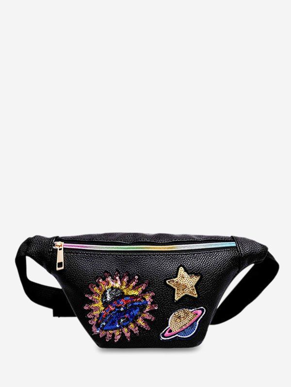 

Sequined Decor Waist Bag, Black