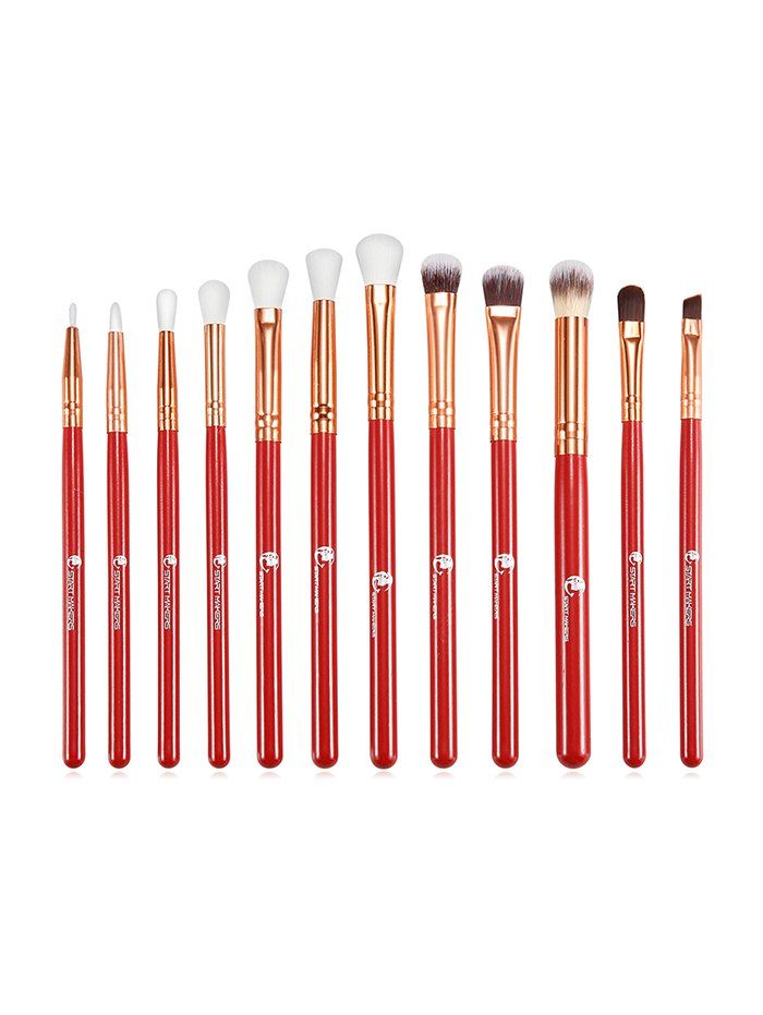 

12Pcs Professional Makeup Tool Shadow Powder Brush Set, Red