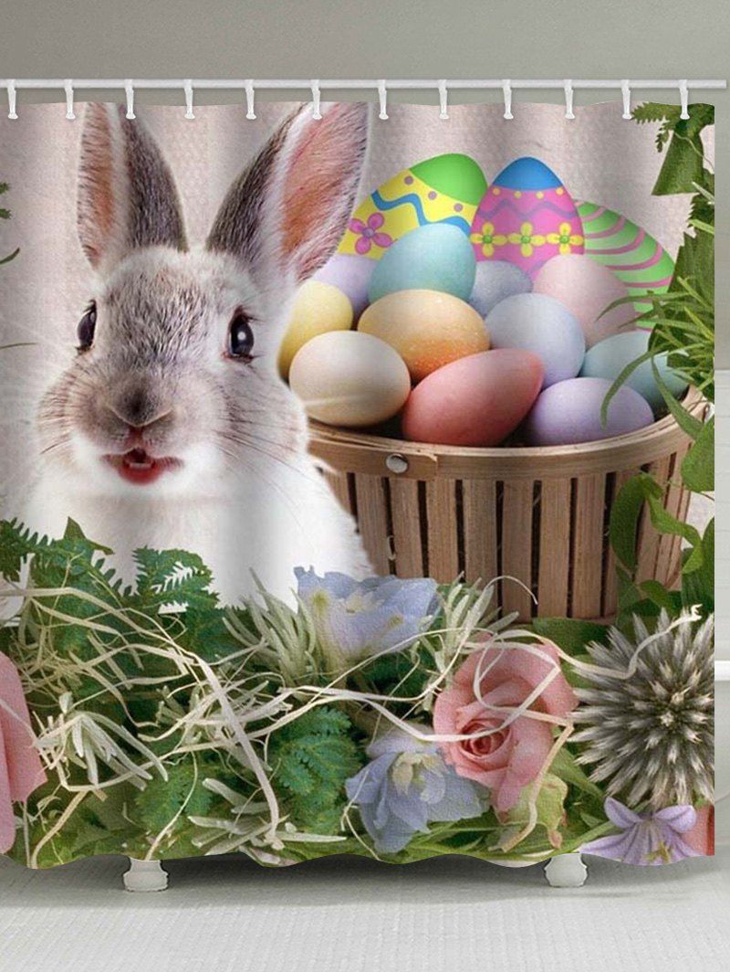 2019 Easter Eggs Rabbit Print Waterproof Bathroom Shower Curtain
