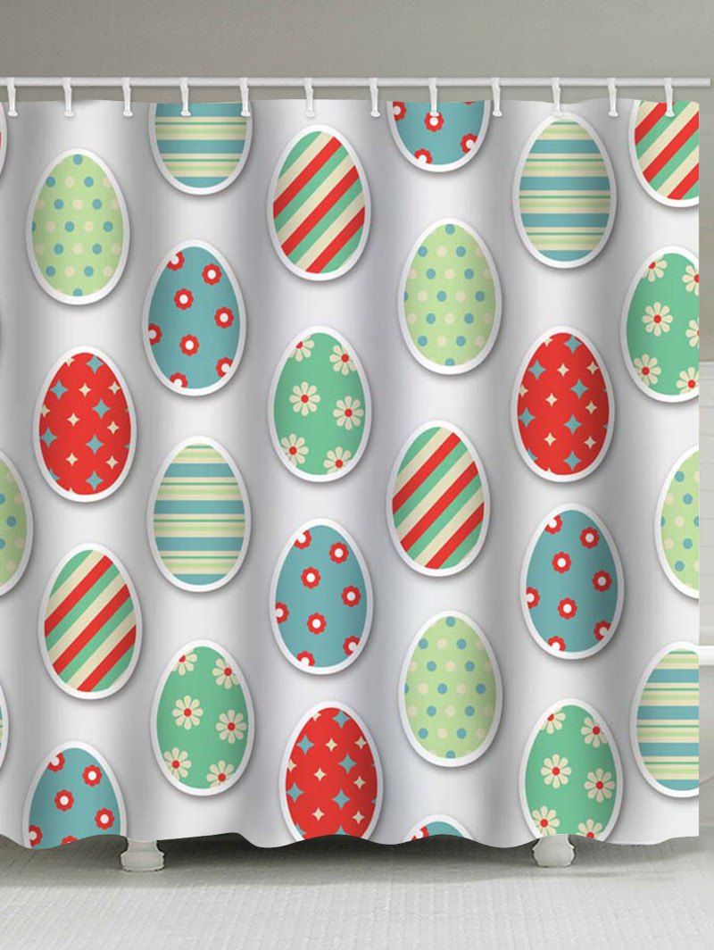 

Colorful Eggs Easter Print Waterproof Bathroom Shower Curtain, Multi