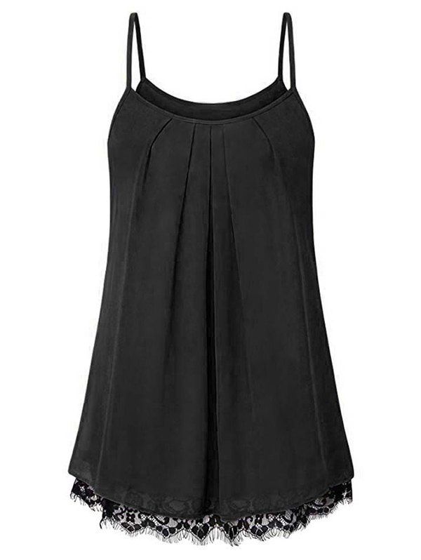

Lace Panel Chiffon Camisole, Black