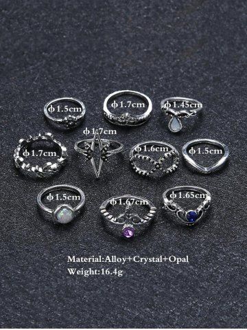 Ten Piece Simple Diamante Ring Set