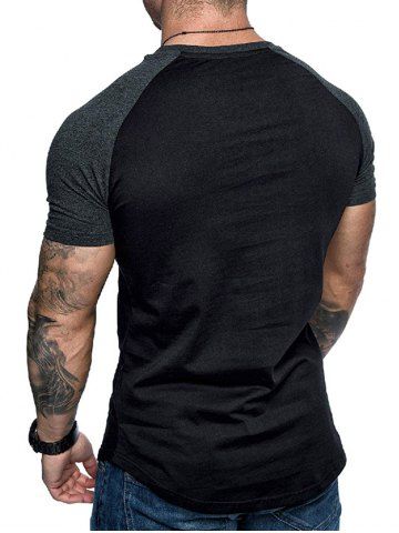 

Raglan Sleeve Contrast Pockets T Shirt, Multi-a