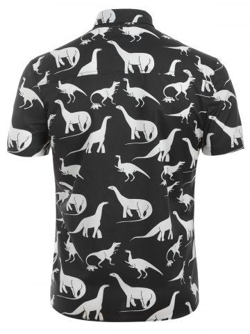 

Dinosaur Pattern Casual Short Sleeves Shirt, Black