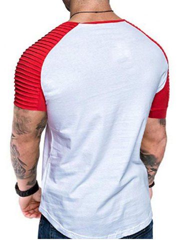 

Two Tone Pleated Raglan Sleeve Tee, Multi-b