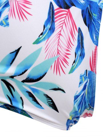 

Leaf Print Flounce Plus Size Ruched Bikini Set, Black