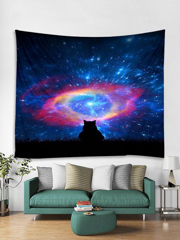 

Galaxy Cat Print Tapestry Wall Hanging Art Decoration, Multi