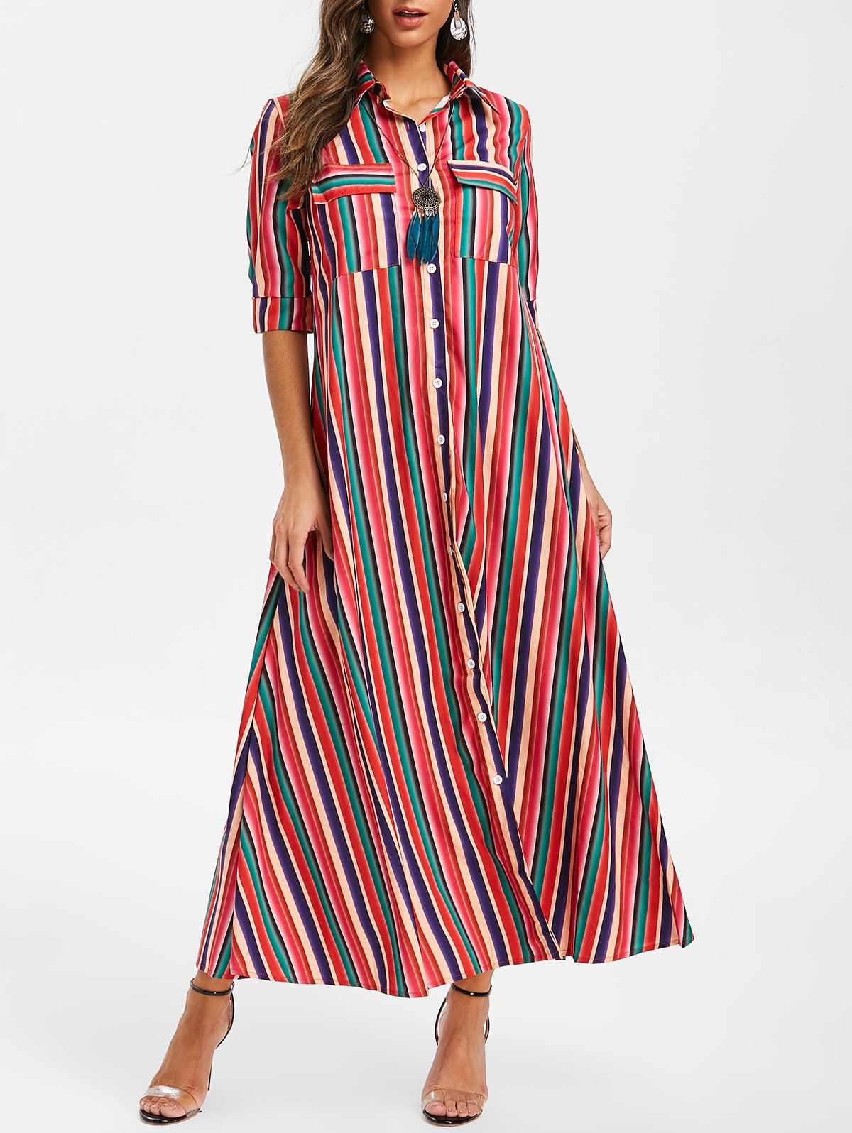 

Pocket Striped Maxi Dress, Multi