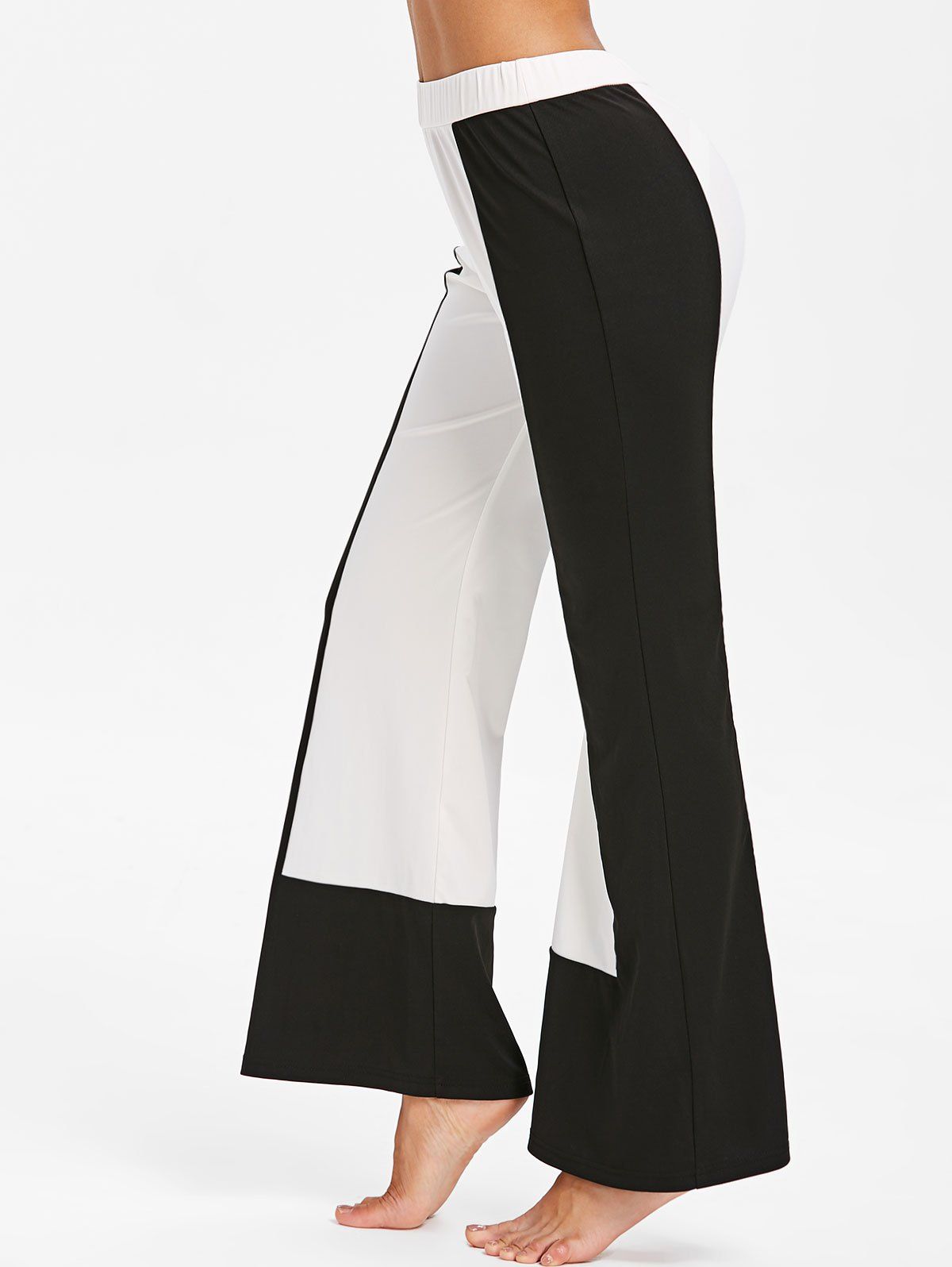 

High Waist Color Block Flare Pants, Black