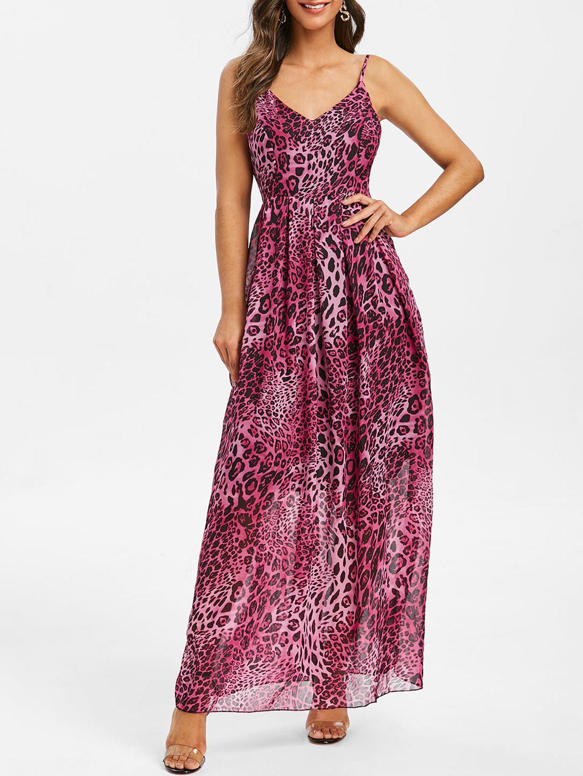 

Leopard Cami Chiffon Dress, Maroon