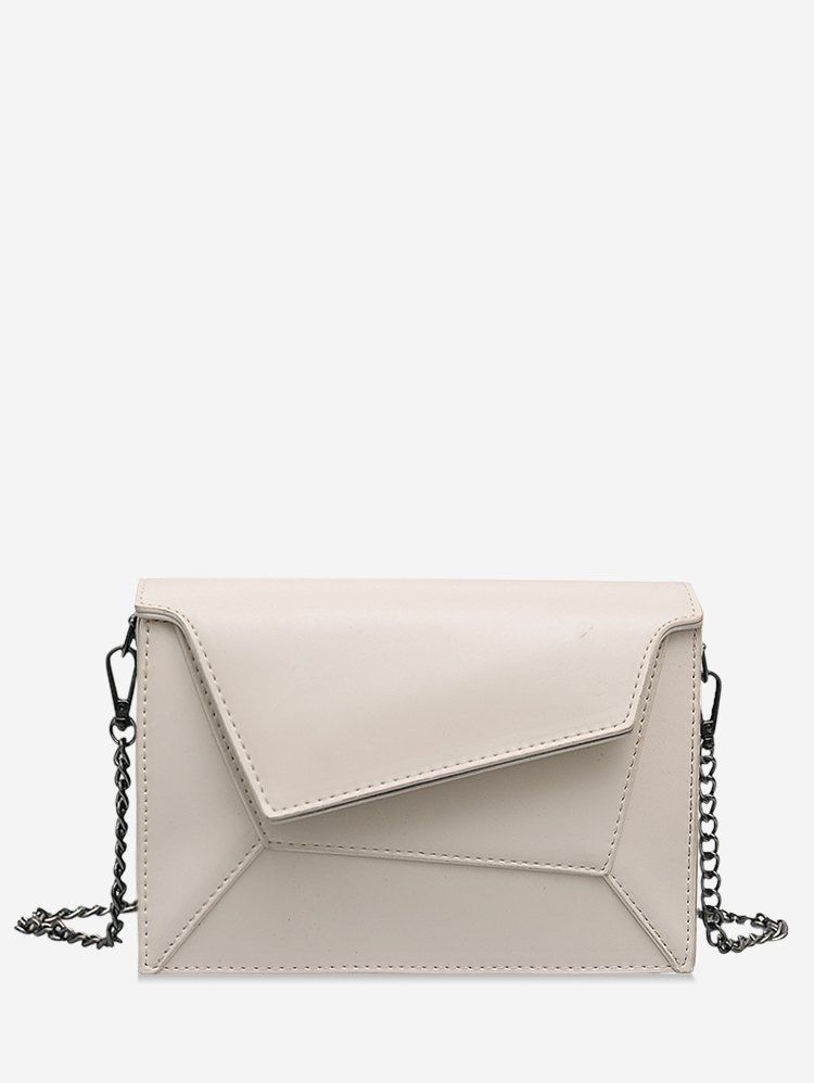 

Simple Geometric Flap Crossbody Bag, White