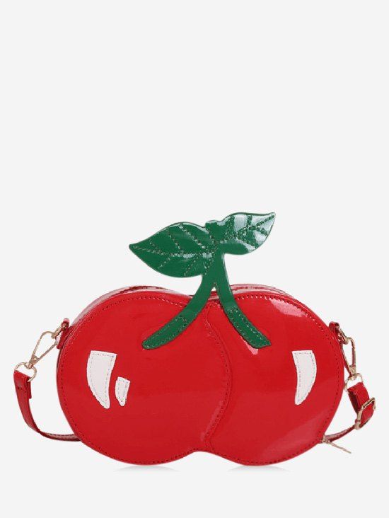

Stylish Cherry Pattern Fruit Print Shoulder Bag, Red