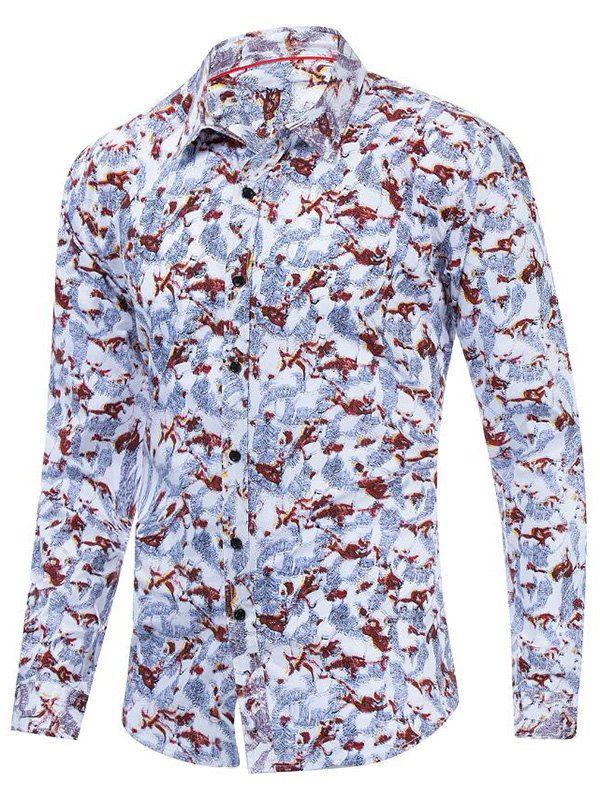 

Floral Printed Leisure Long Sleeves Shirt, Multi
