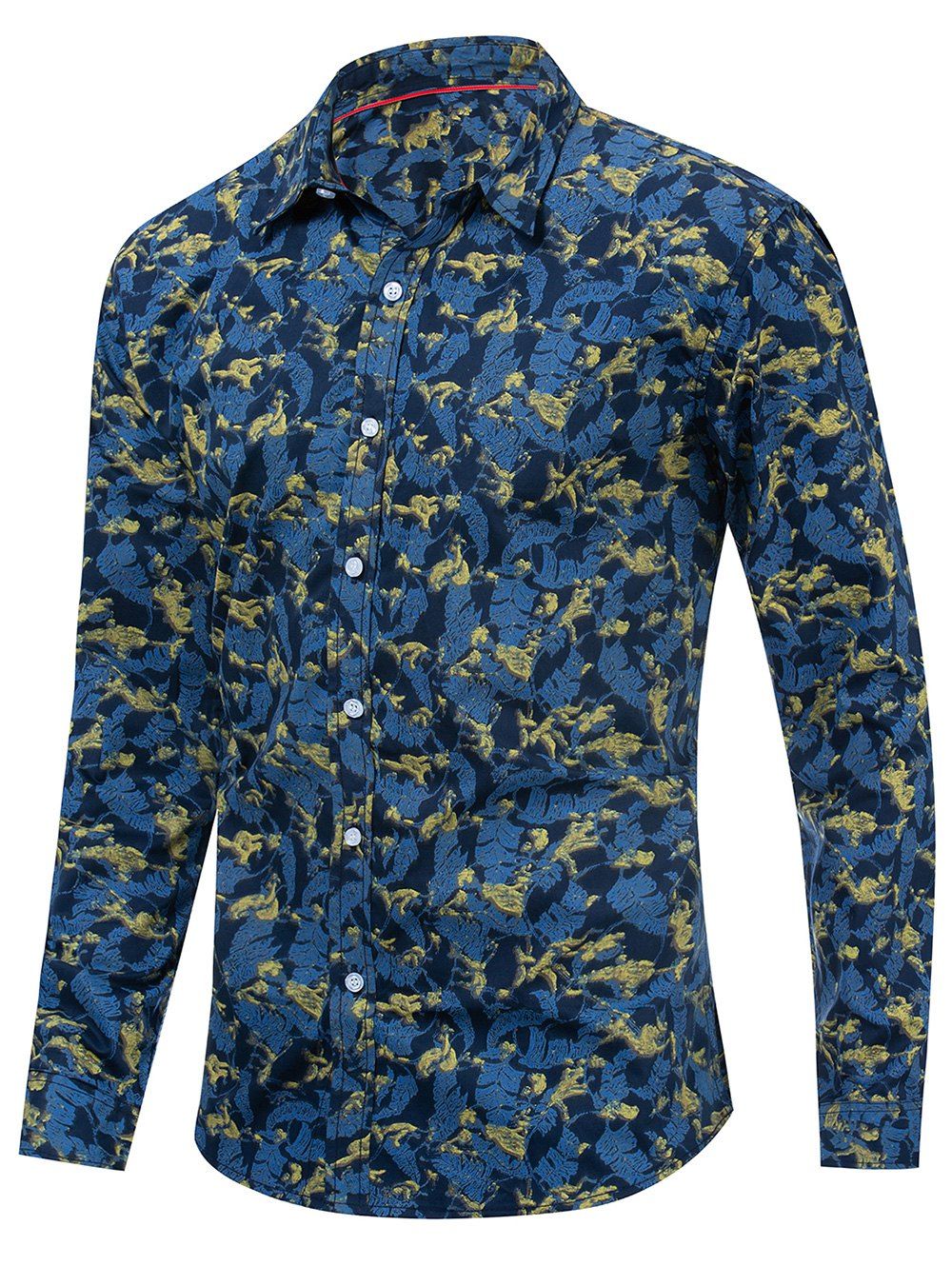 

Floral Printed Casual Long Sleeves Shirt, Deep blue